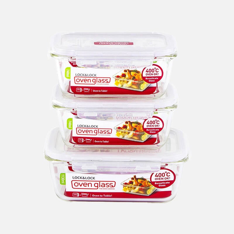 LocknLock Euro 3pc glass container set LLG429S3, , large image number null